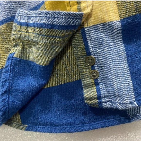 AMERICAN EAGLE vintage blue and gold/yellow/white plaid button down, size 2 - Picture 5 of 15